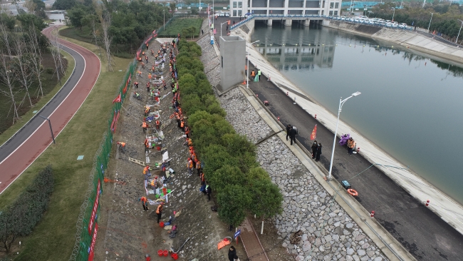 浆砌石勾缝比武现场