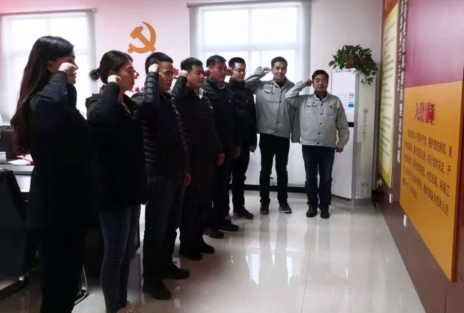 全体党员学习前重温入党誓词